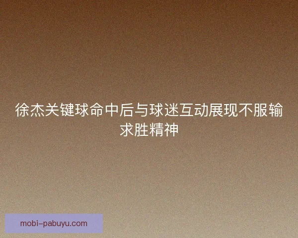 徐杰关键球命中后与球迷互动展现不服输求胜精神